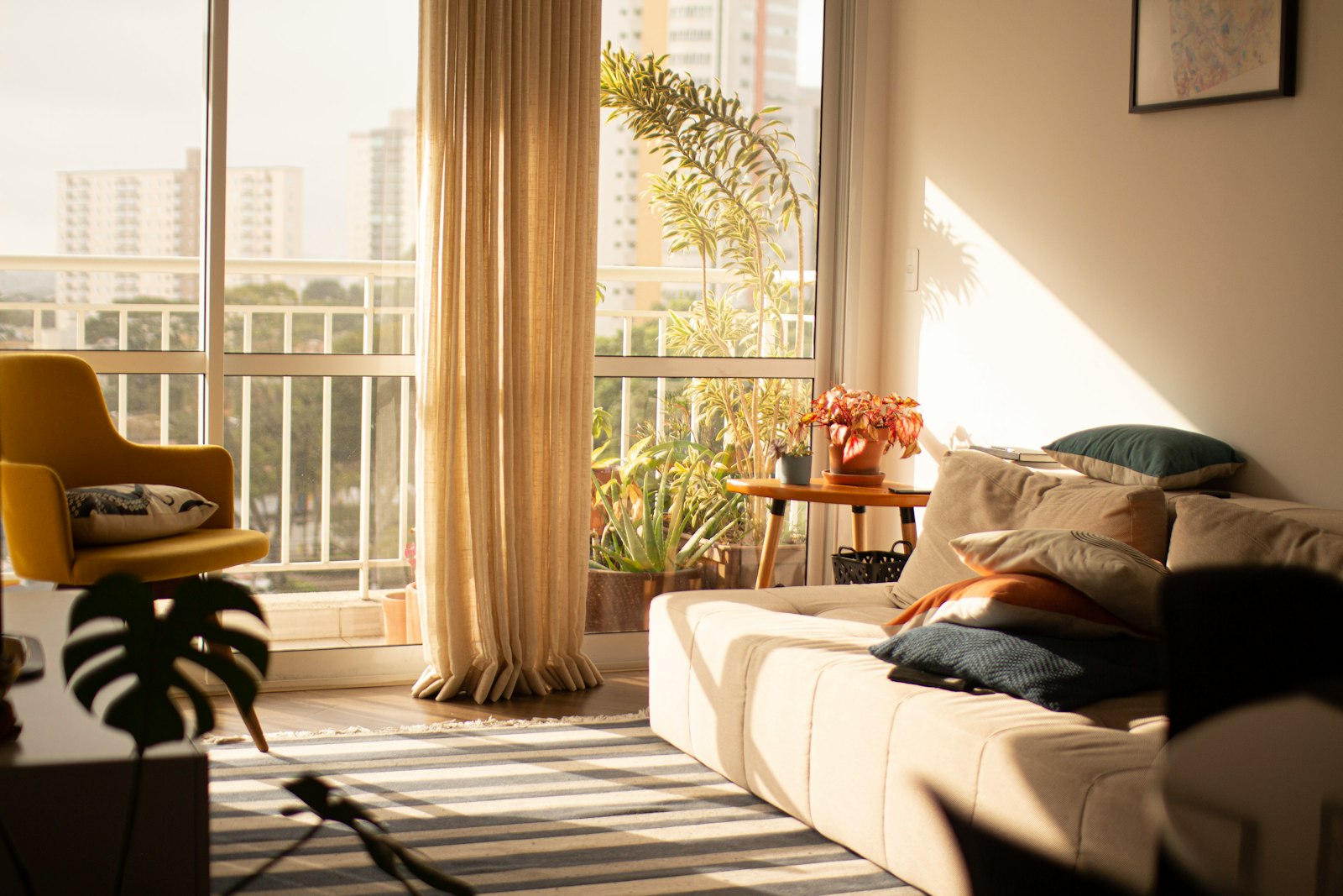 Cozy apartment interior with warm light